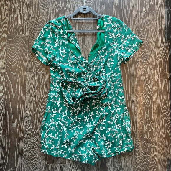 Lush Green Floral Printed Romper - M - Picture 8 of 9